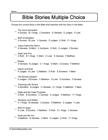 Bible Stories Multiple Choice - 2
